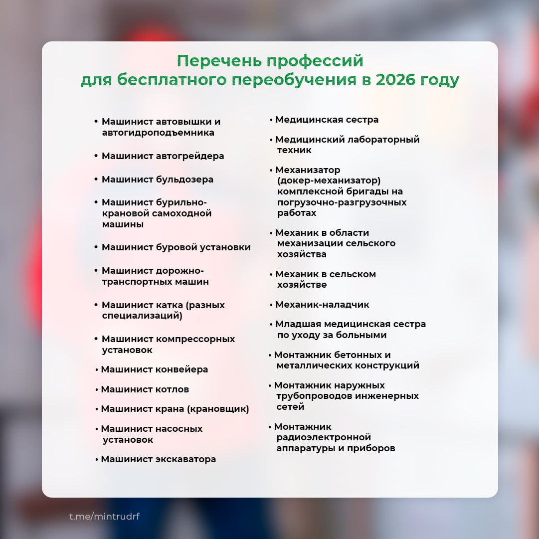 БЕСПЛАТНОЕ ПЕРЕОБУЧЕНИЕ ПО НАЦПРОЕКТУ «КАДРЫ» - 2026. НА КАКИЕ ПРОФЕССИИ МОЖНО ПОЙТИ УЧИТЬСЯ?