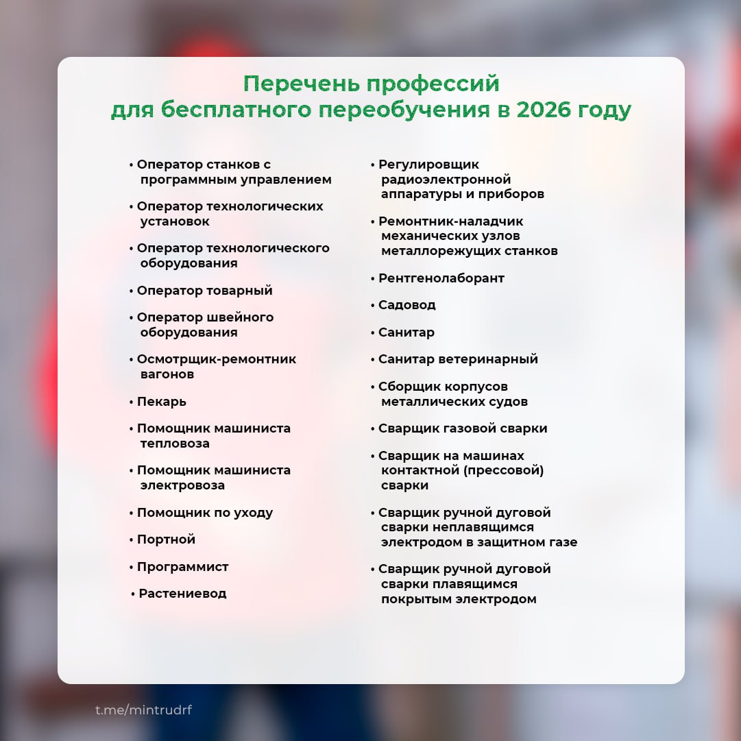 БЕСПЛАТНОЕ ПЕРЕОБУЧЕНИЕ ПО НАЦПРОЕКТУ «КАДРЫ» - 2026. НА КАКИЕ ПРОФЕССИИ МОЖНО ПОЙТИ УЧИТЬСЯ?